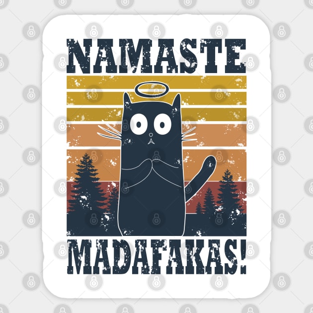 Namaste Madafakas Funny Cat Yoga Pilates Retro Style Vintage Sticker by Tesign2020